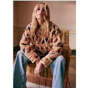 SEZANE Sz 36 4 Brandon Jacket Cotton Stella Patchwork Velvet